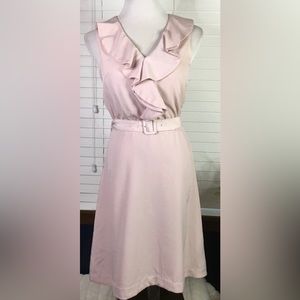 2/$20 H&M Blush Belted Ruffle Neck Dress Size 10